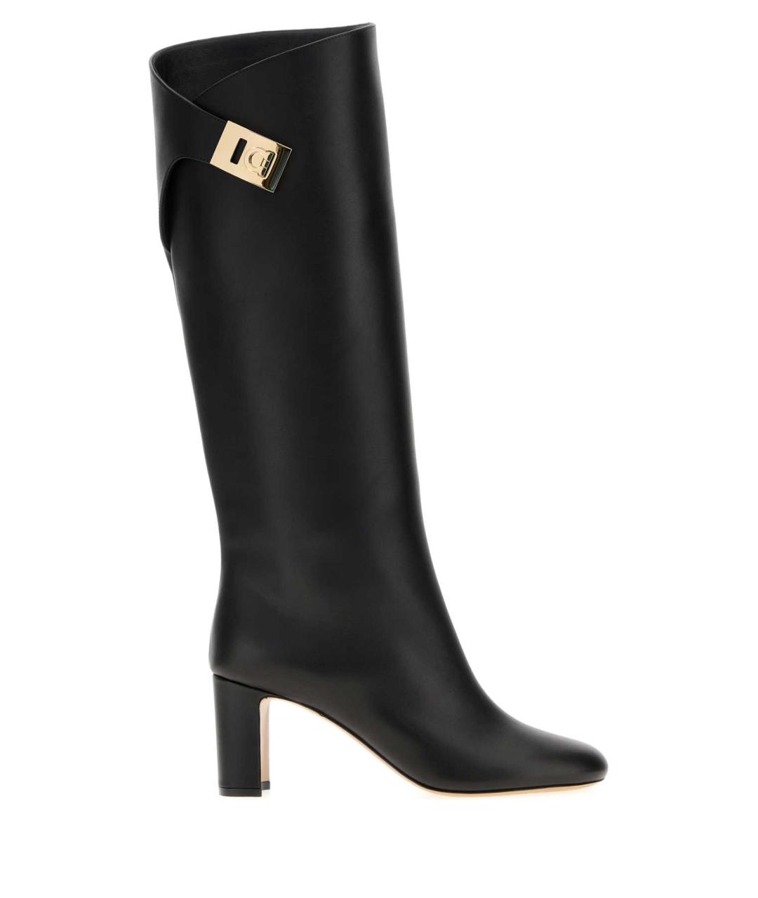 FERRAGAMO Черные кожаные сапоги, фото 1