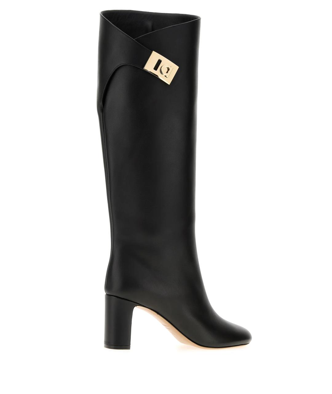FERRAGAMO Черные кожаные сапоги, фото 3