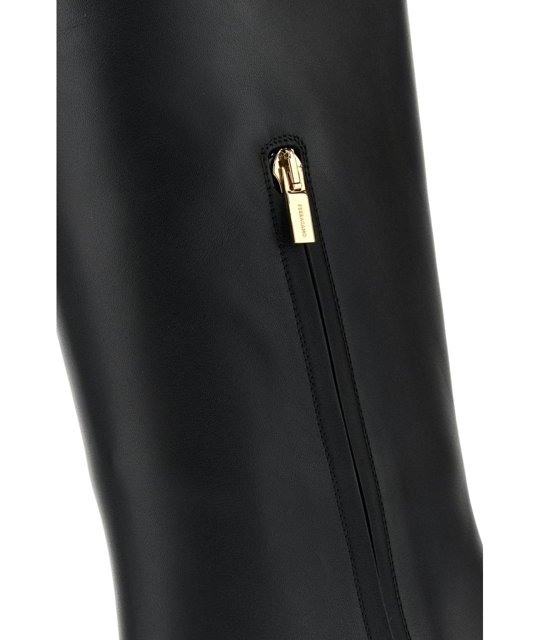 FERRAGAMO Черные кожаные сапоги, фото 4