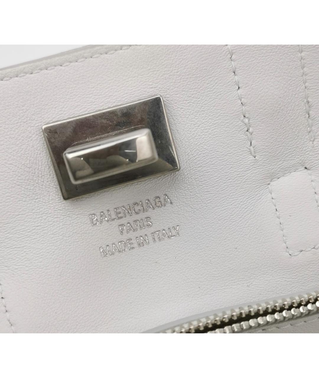 BALENCIAGA Белая кожаная сумка тоут, фото 6