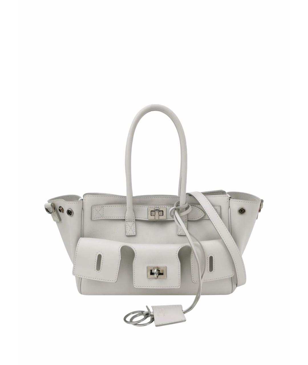 BALENCIAGA Белая кожаная сумка тоут, фото 1