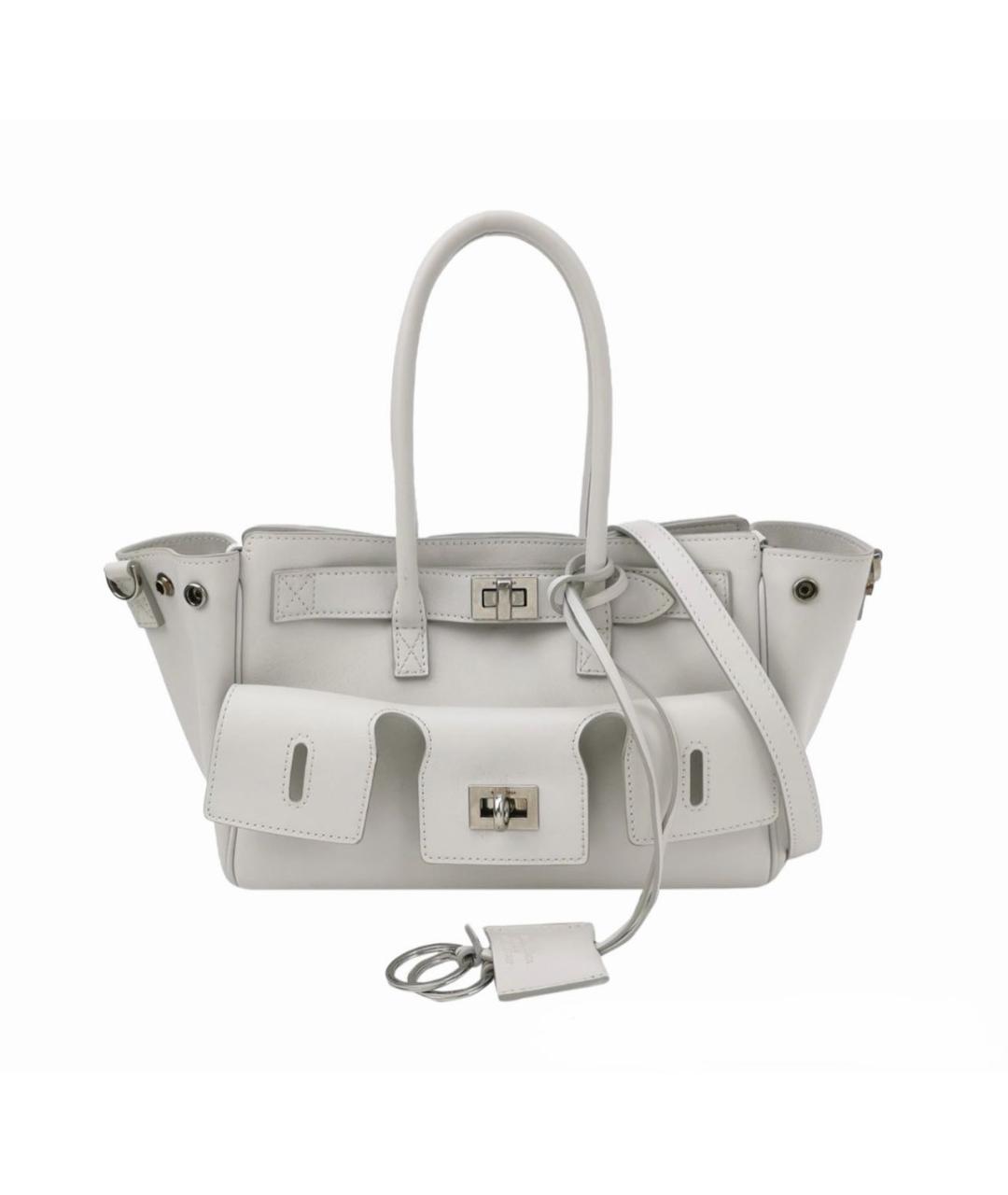 BALENCIAGA Белая кожаная сумка тоут, фото 8