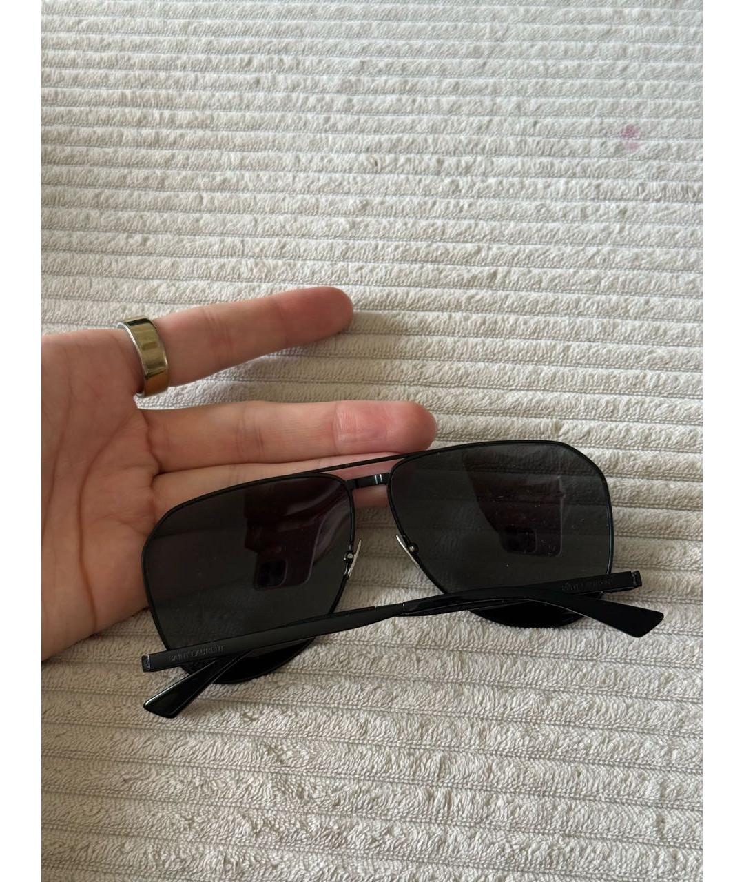 SAINT LAURENT Черные металлические солнцезащитные очки, фото 2