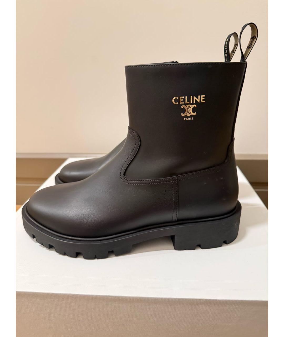CELINE Черные кожаные ботинки, фото 2