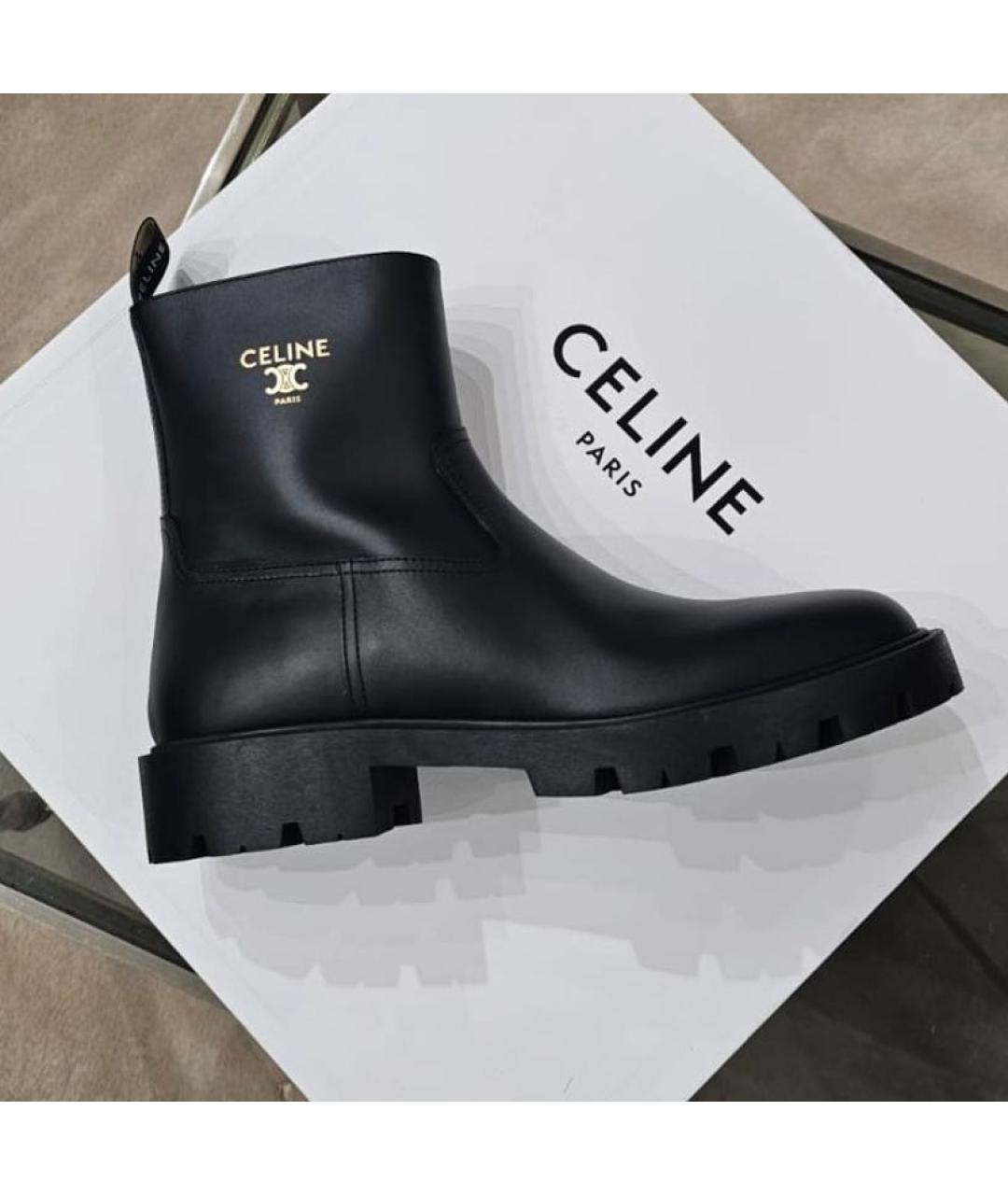 CELINE Черные кожаные ботинки, фото 9