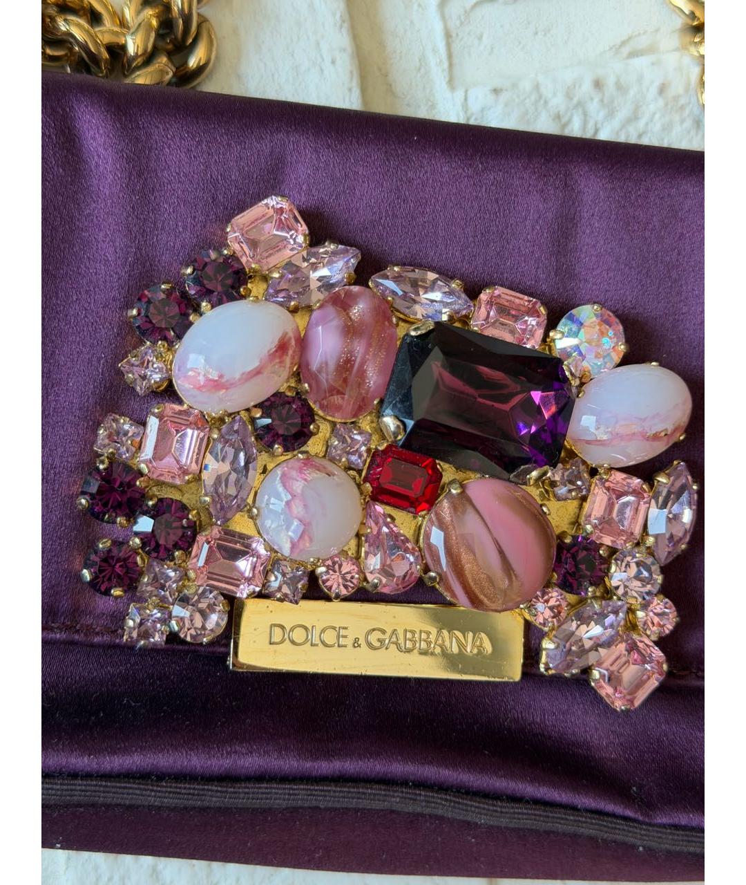 DOLCE&GABBANA Фиолетовая шелковая сумка через плечо, фото 5