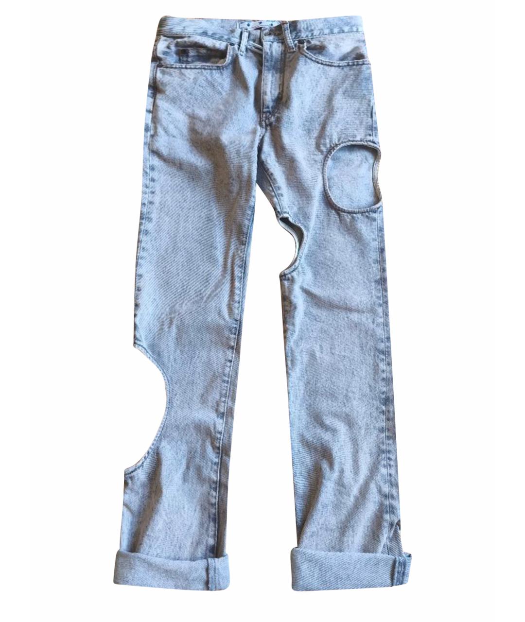 OFF-WHITE Антрацитовые хлопковые прямые джинсы, фото 1