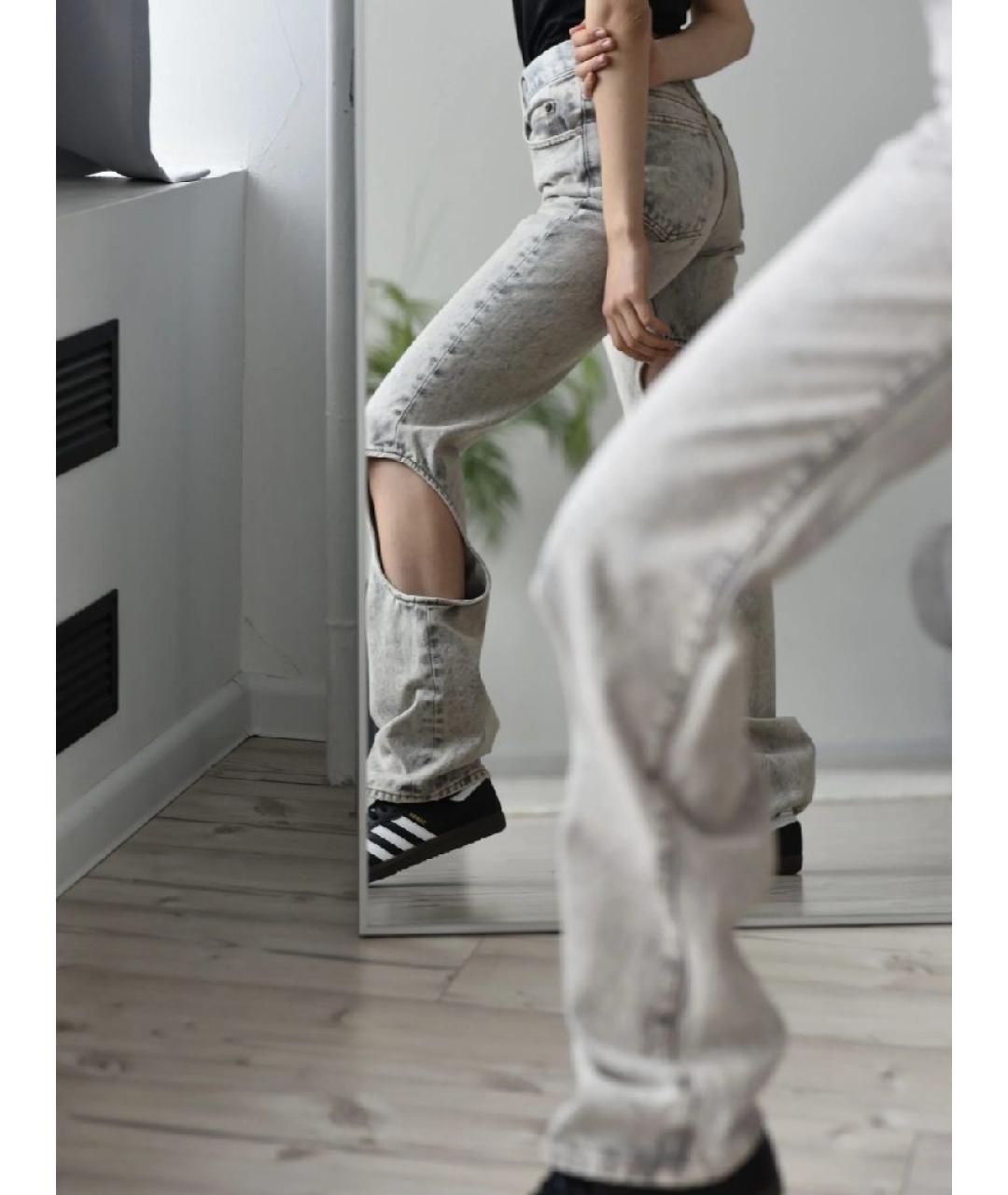 OFF-WHITE Антрацитовые хлопковые прямые джинсы, фото 7