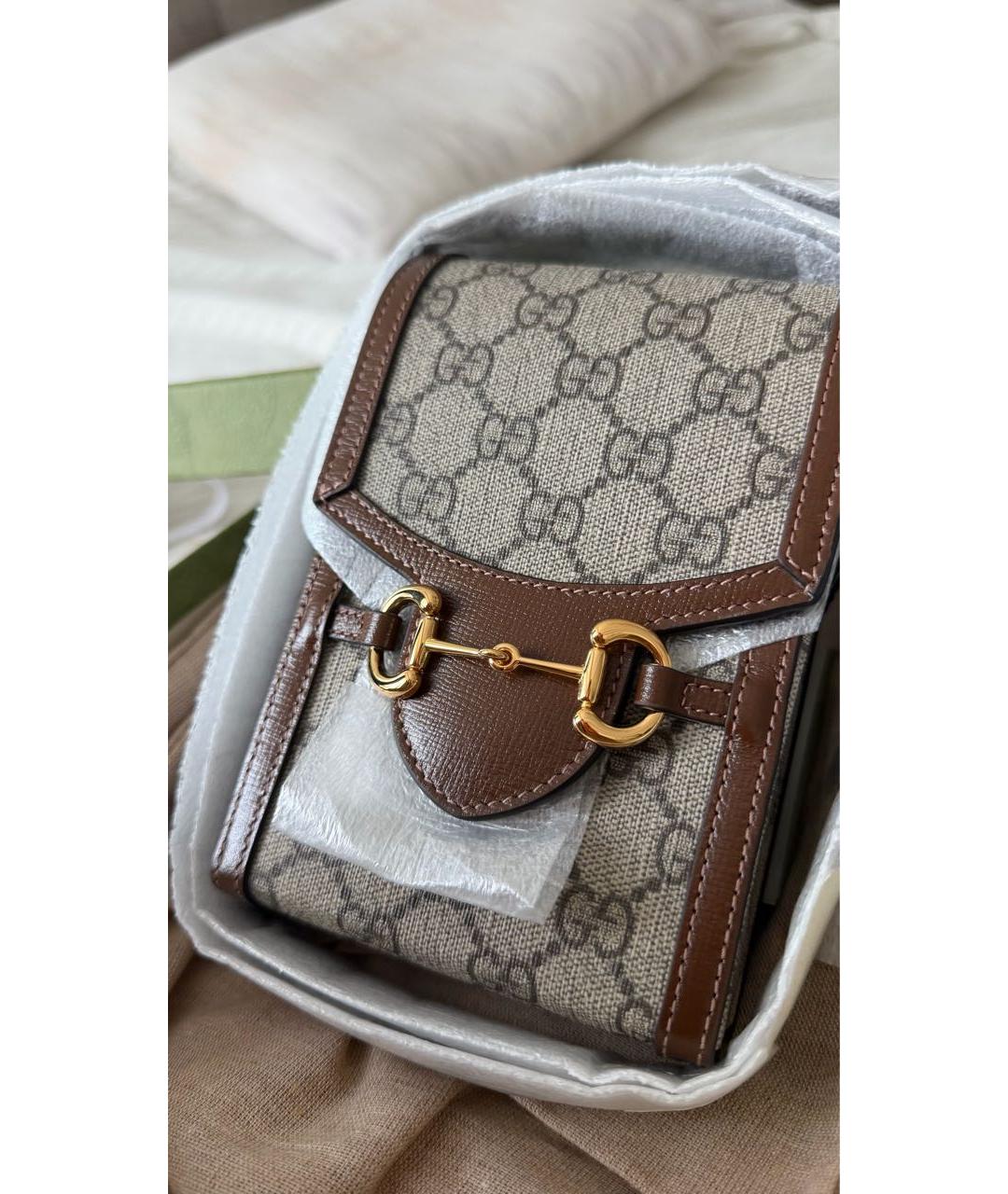 GUCCI Коричневая кожаная сумка через плечо, фото 4