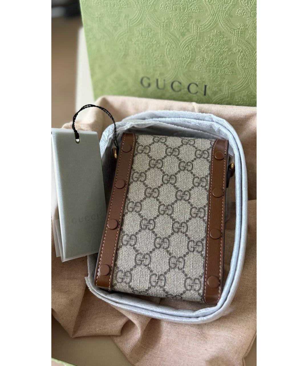 GUCCI Коричневая кожаная сумка через плечо, фото 3