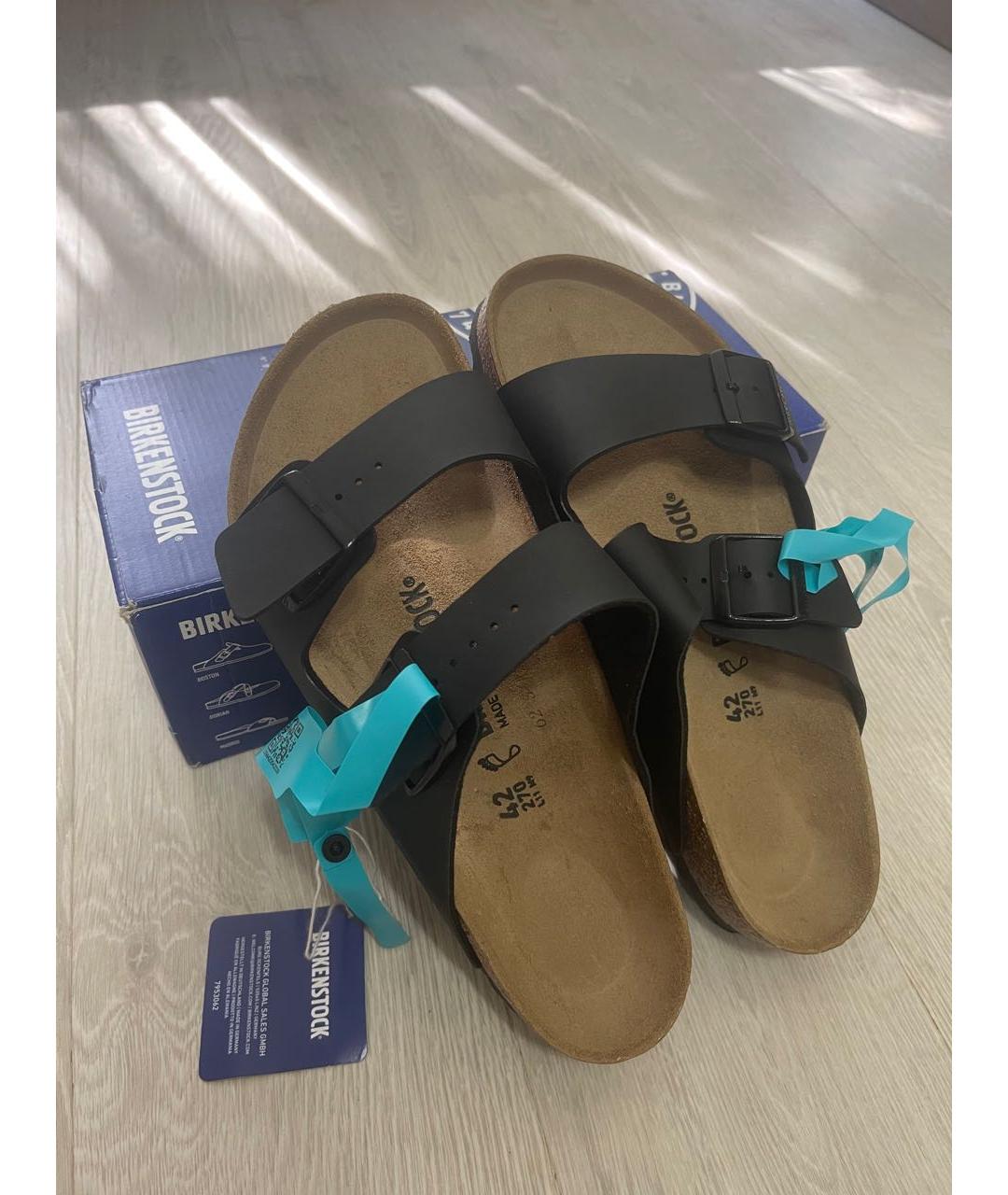 BIRKENSTOCK Черные кожаные сандалии, фото 6