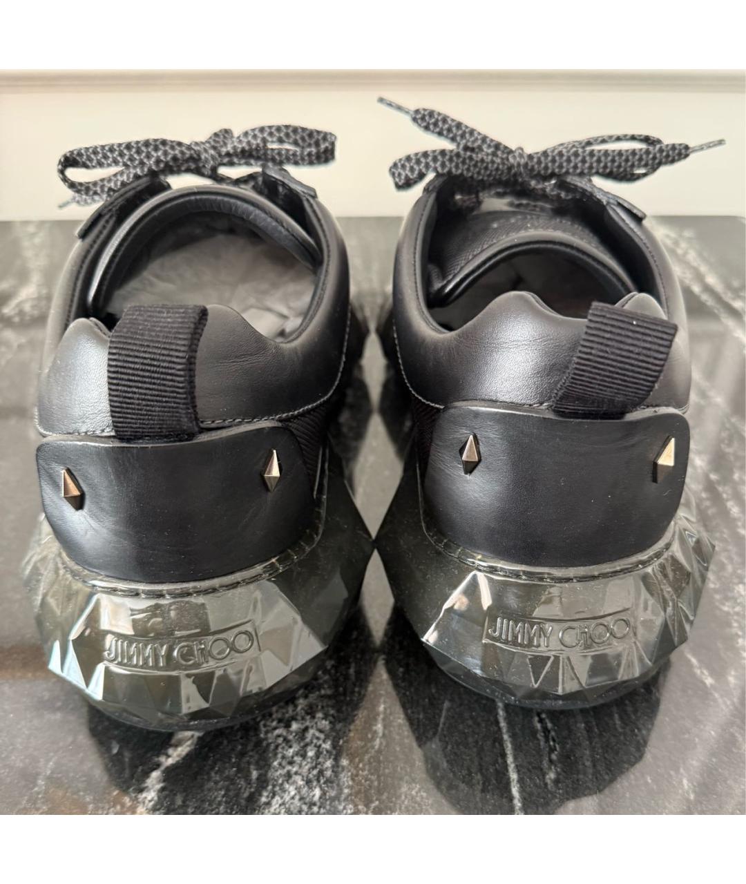 JIMMY CHOO Черные кожаные низкие кроссовки / кеды, фото 4