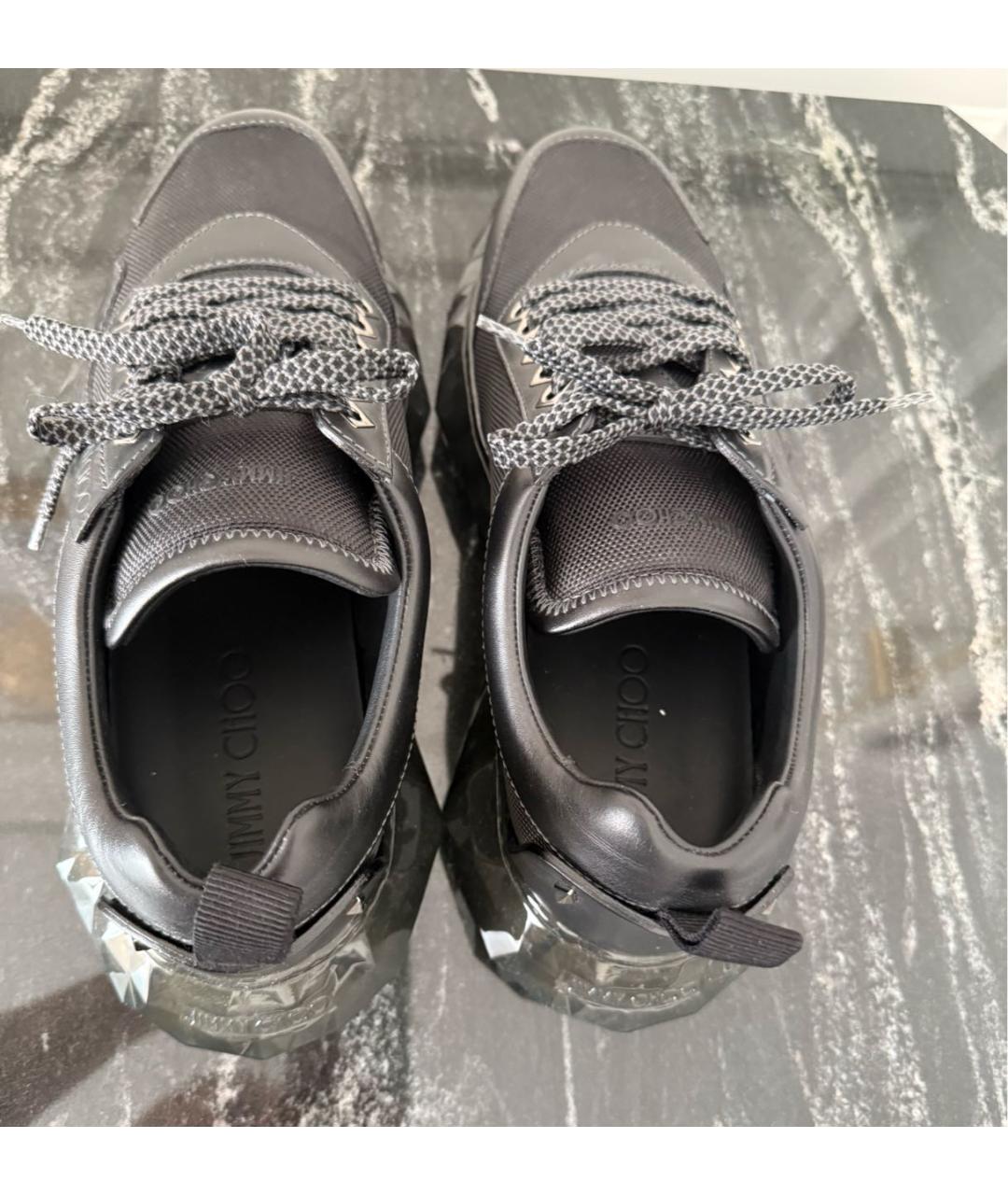 JIMMY CHOO Черные кожаные низкие кроссовки / кеды, фото 3