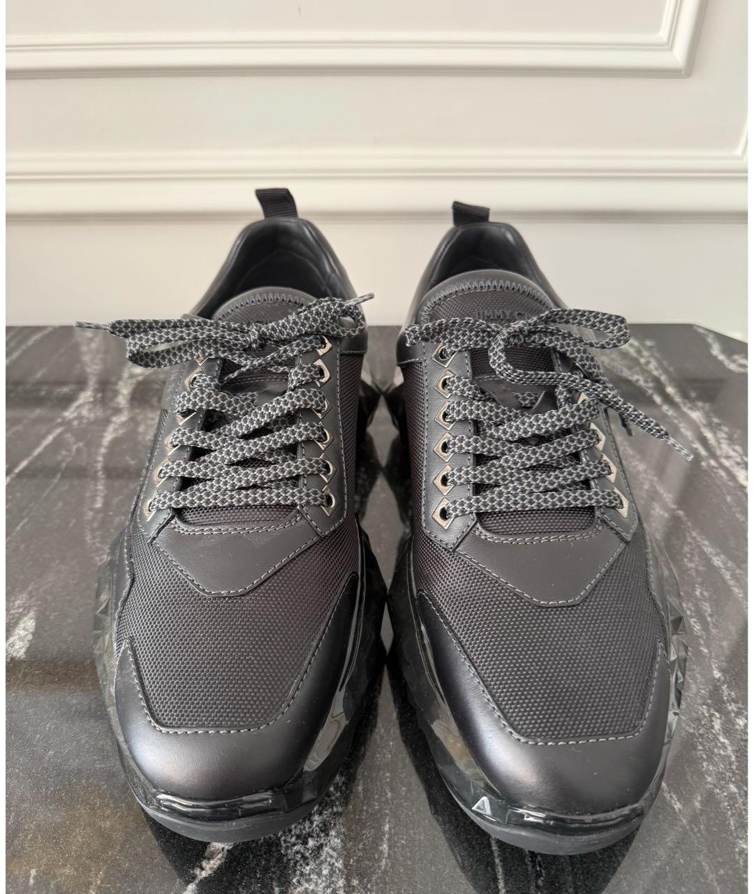 JIMMY CHOO Черные кожаные низкие кроссовки / кеды, фото 2