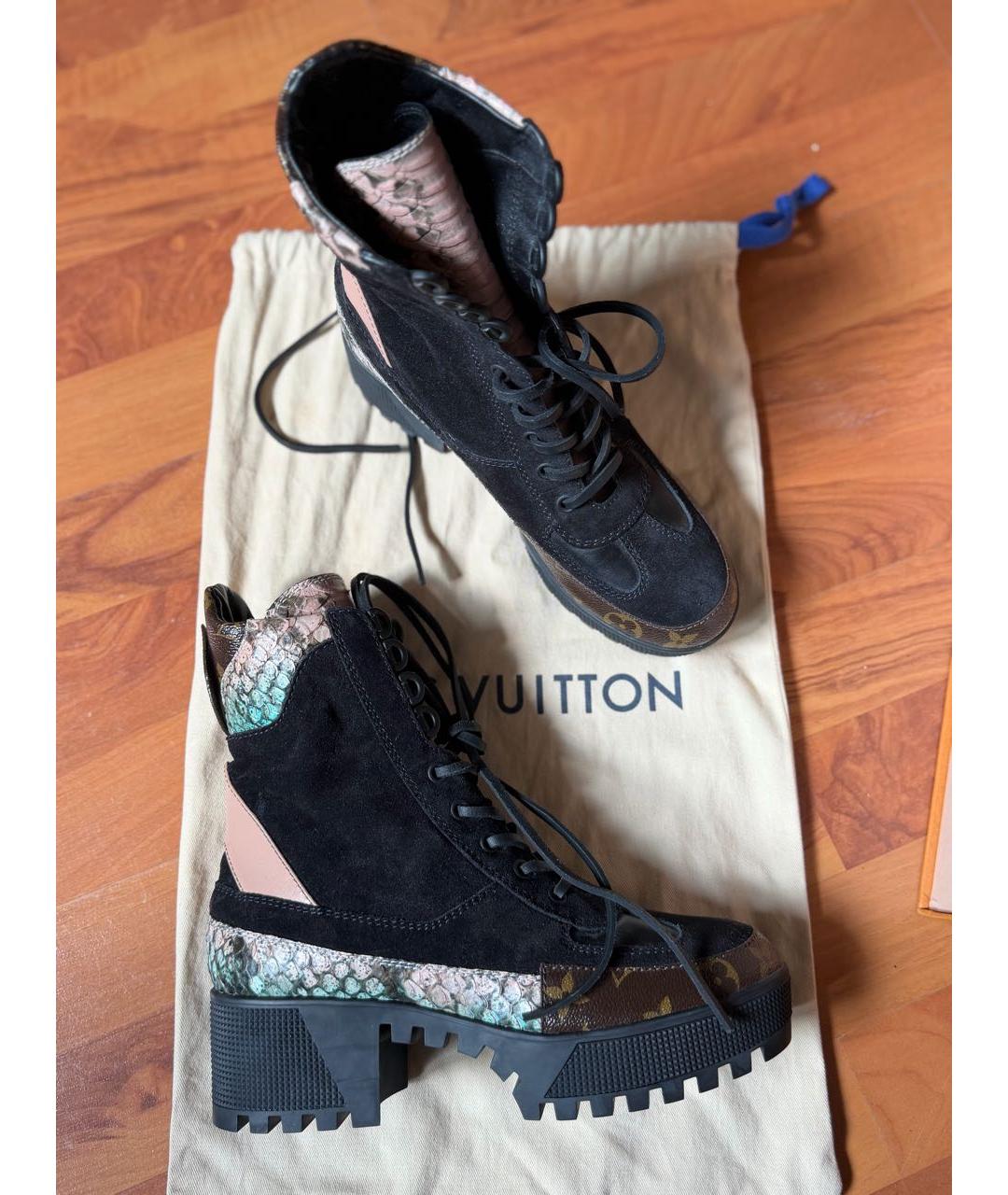 LOUIS VUITTON Черные полусапоги из кожи питона, фото 2