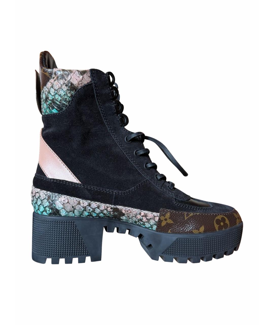 LOUIS VUITTON Черные полусапоги из кожи питона, фото 1