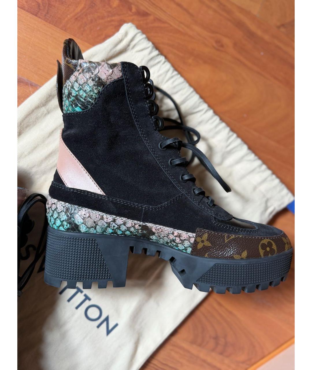LOUIS VUITTON Черные полусапоги из кожи питона, фото 5