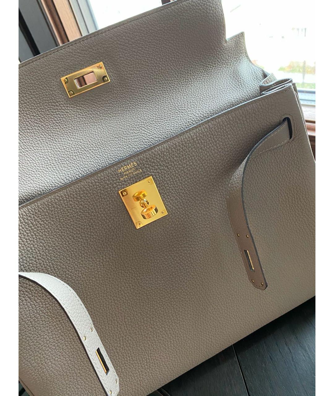 HERMES Бежевая кожаная сумка через плечо, фото 4