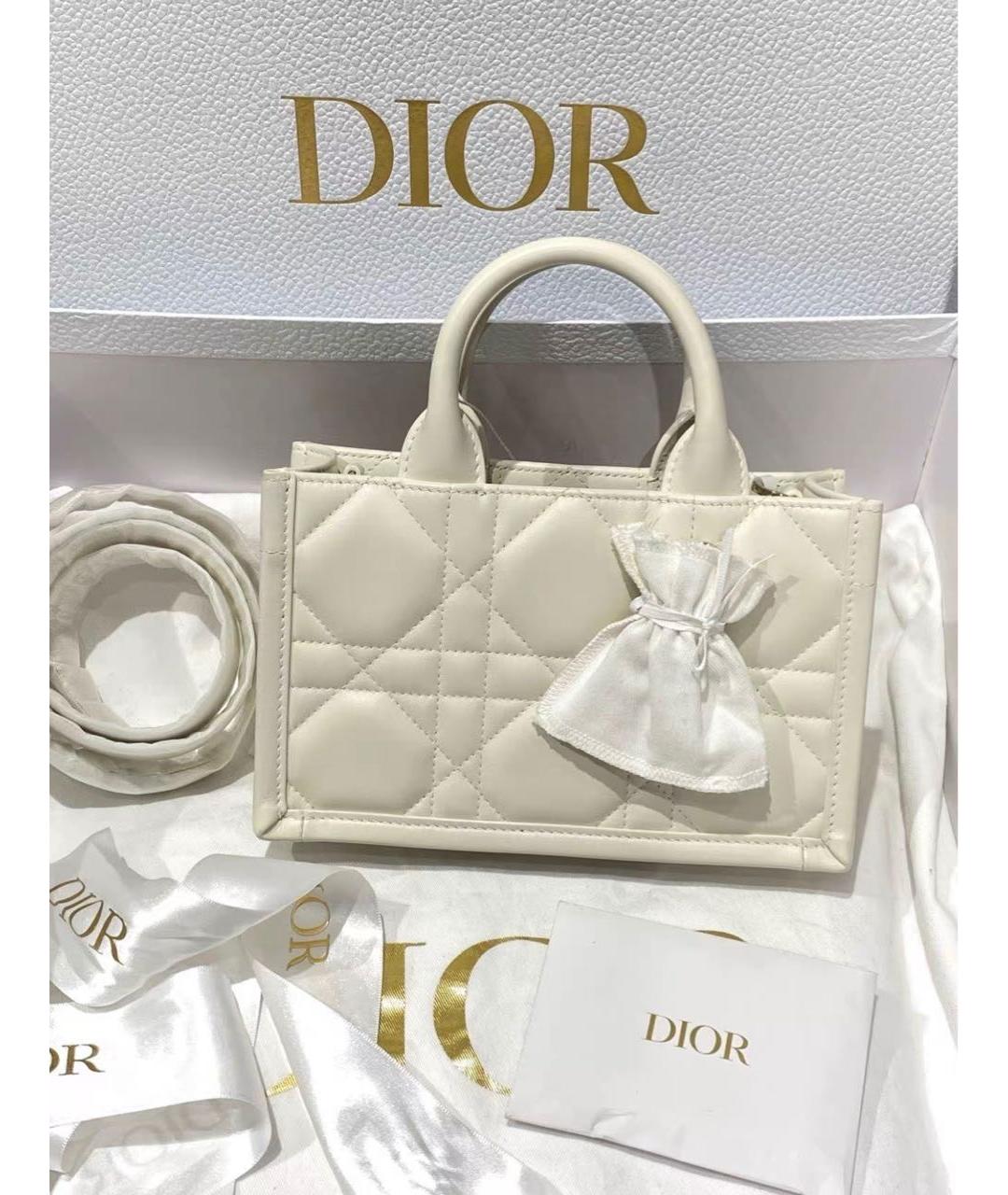 CHRISTIAN DIOR Белая кожаная сумка с короткими ручками, фото 2