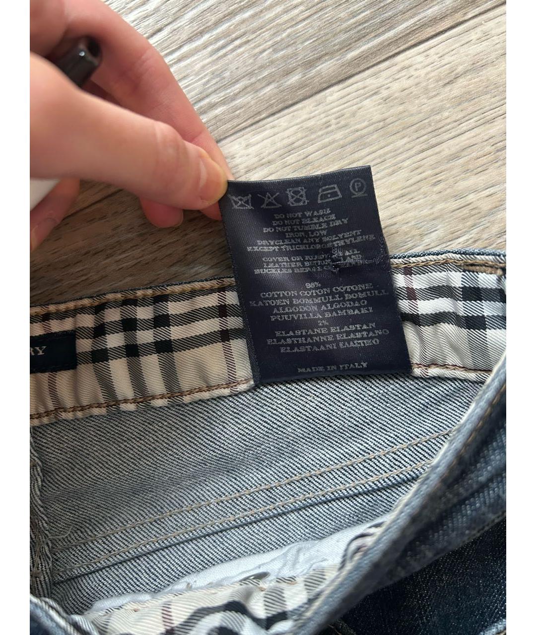 BURBERRY Синие хлопко-эластановые джинсы клеш, фото 4