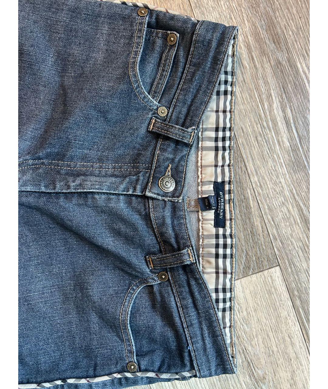 BURBERRY Синие хлопко-эластановые джинсы клеш, фото 3