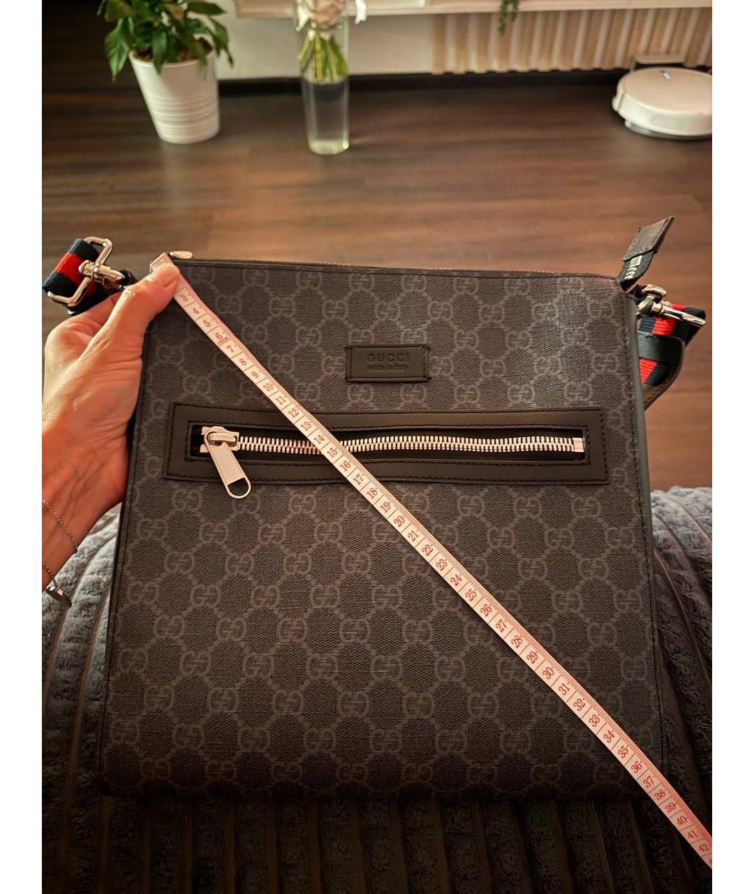 GUCCI Темно-синяя сумка на плечо из канвы, фото 2