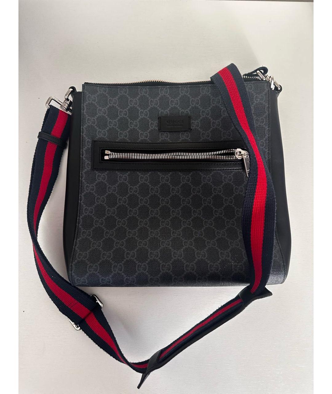 GUCCI Темно-синяя сумка на плечо из канвы, фото 5