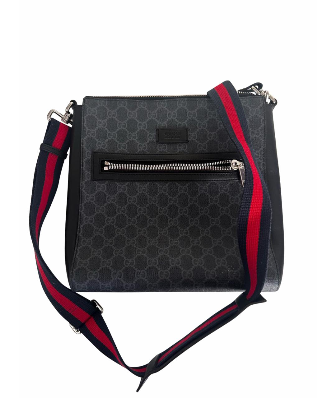 GUCCI Темно-синяя сумка на плечо из канвы, фото 1