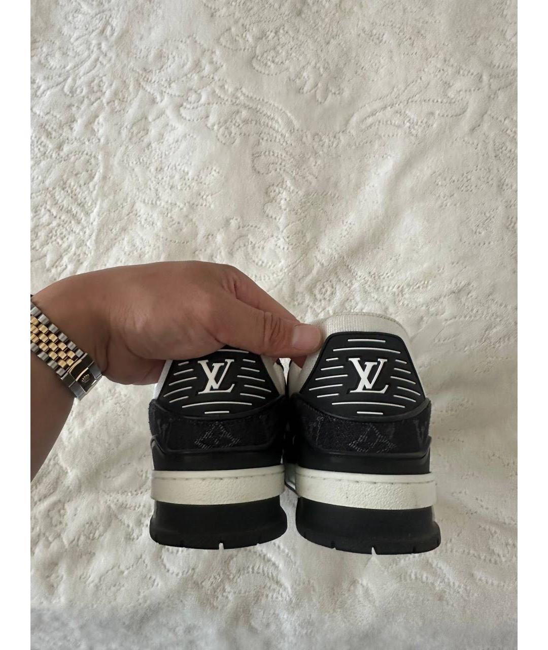 LOUIS VUITTON Черные кожаные низкие кроссовки / кеды, фото 4