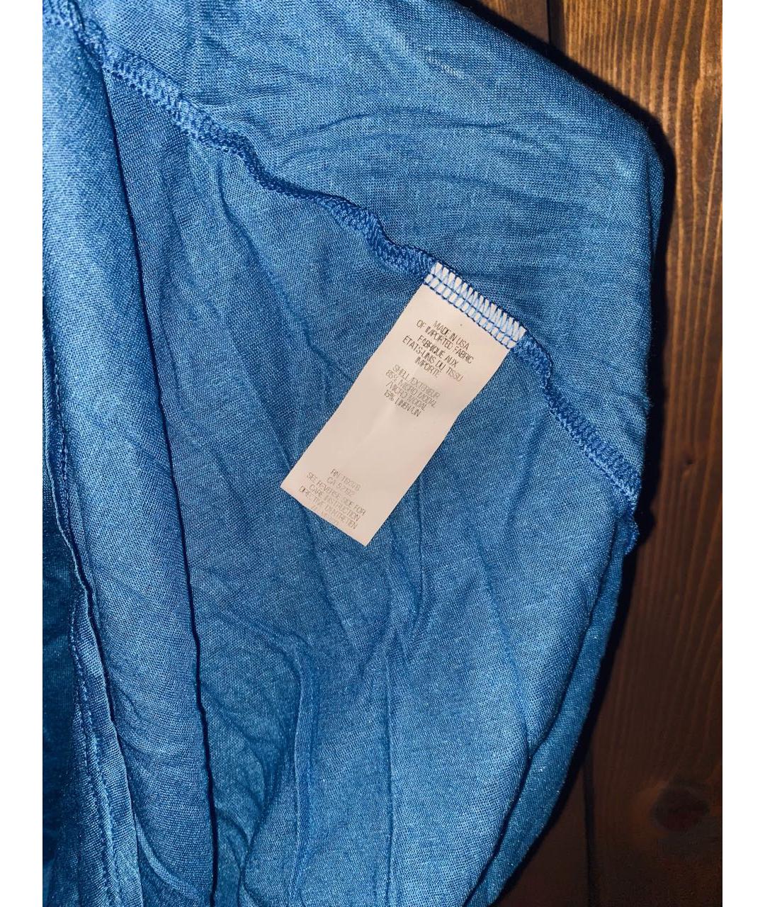 HELMUT LANG Голубая льняная майка, фото 4
