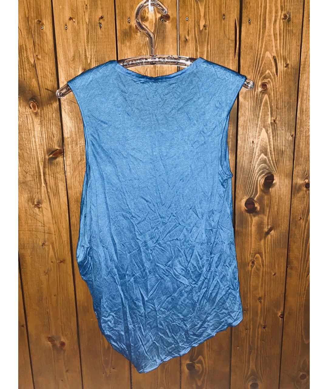 HELMUT LANG Голубая льняная майка, фото 5