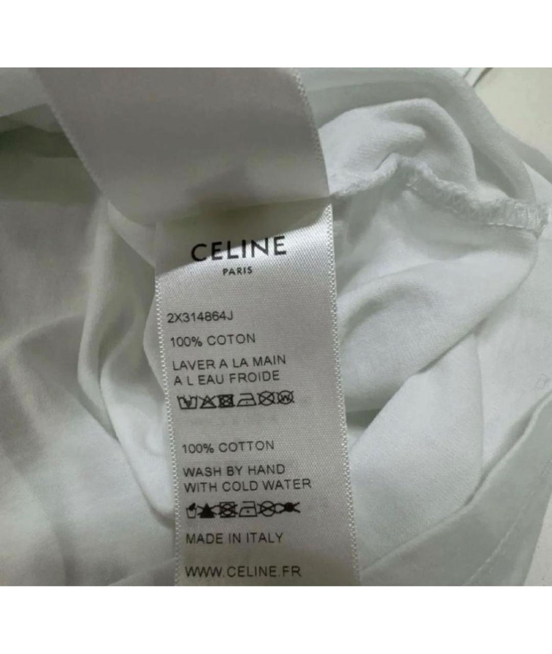 CELINE Белая хлопковая футболка, фото 6