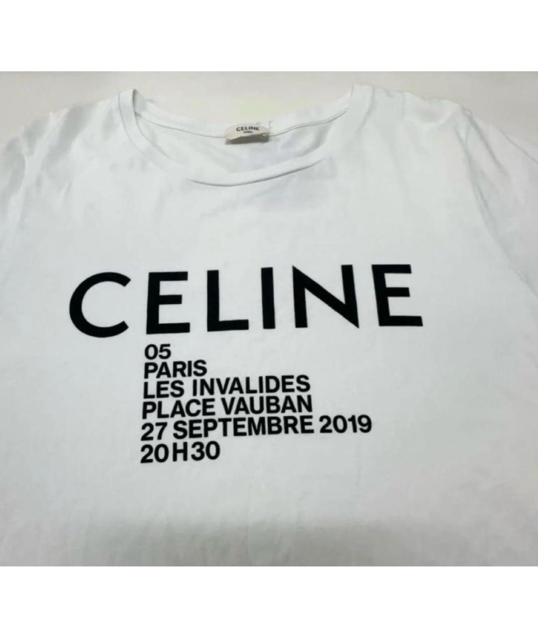 CELINE Белая хлопковая футболка, фото 3