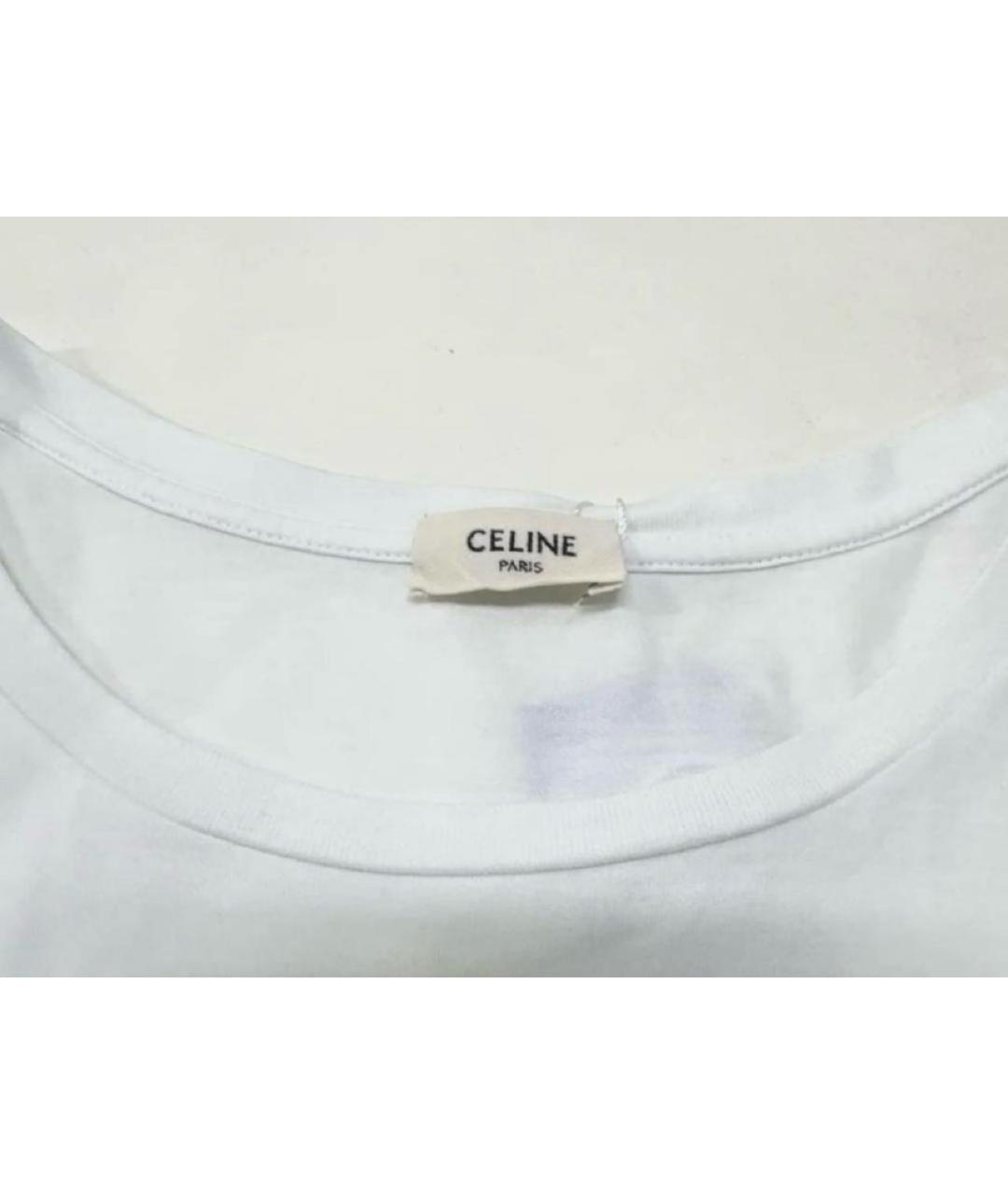 CELINE Белая хлопковая футболка, фото 5