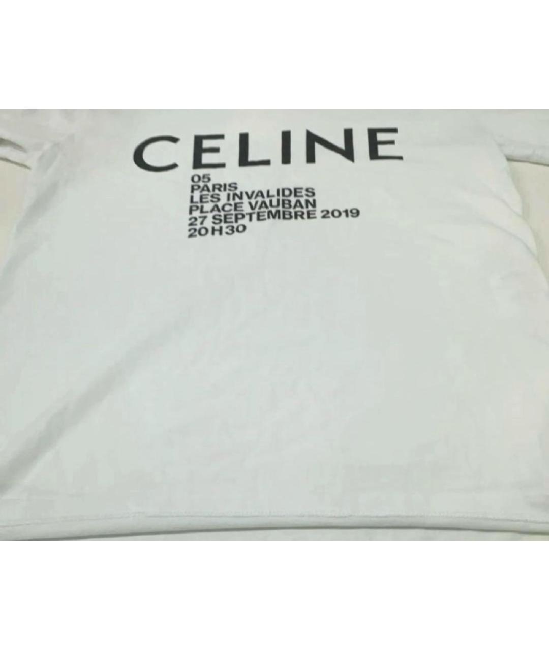 CELINE Белая хлопковая футболка, фото 7