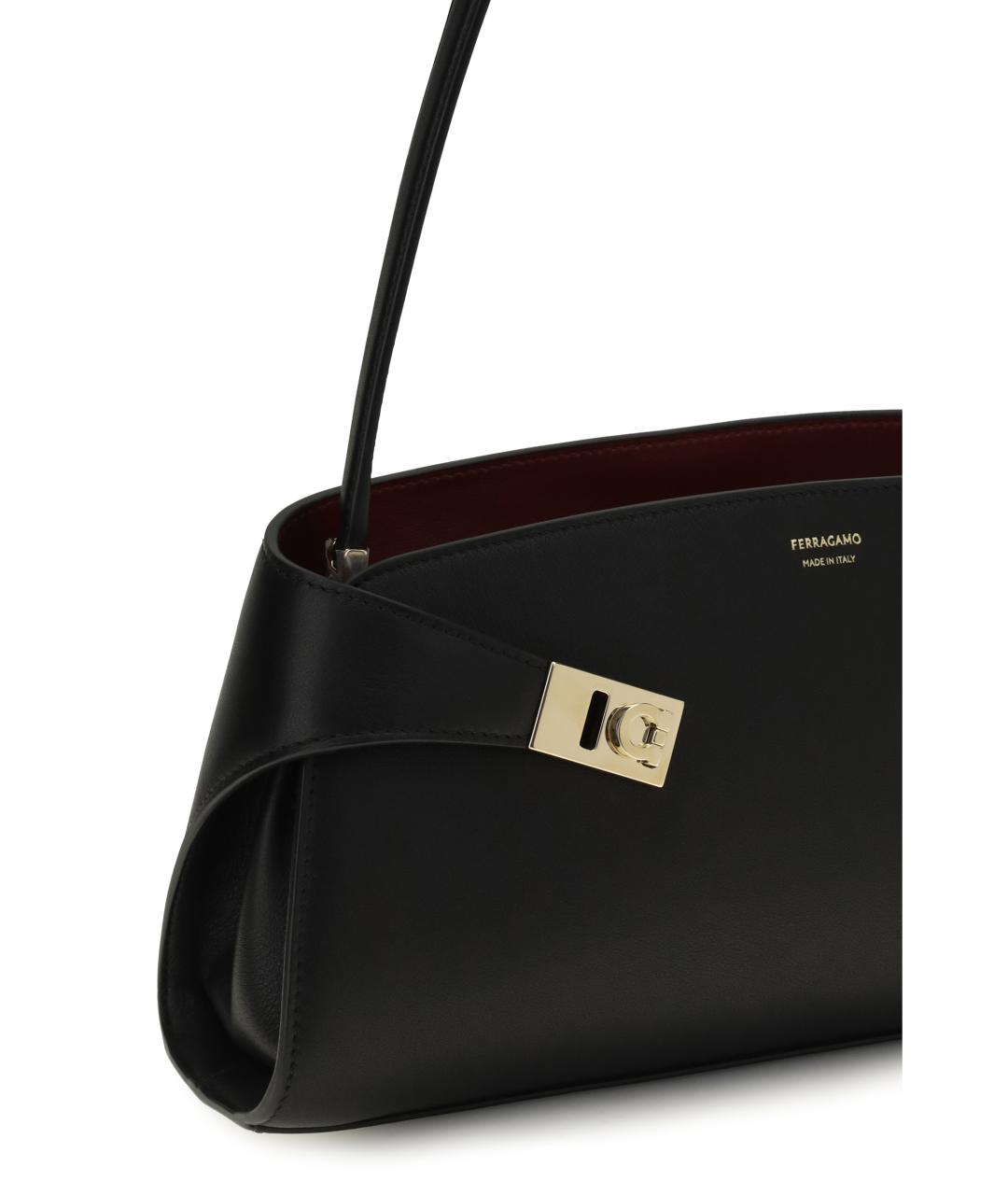 FERRAGAMO Черная кожаная сумка через плечо, фото 4