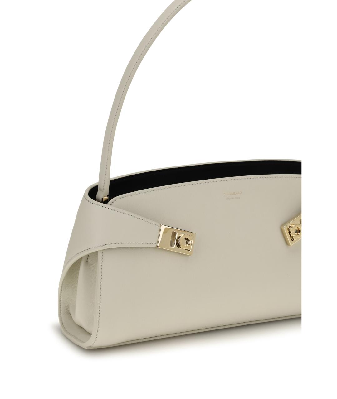 FERRAGAMO Белая кожаная сумка через плечо, фото 4