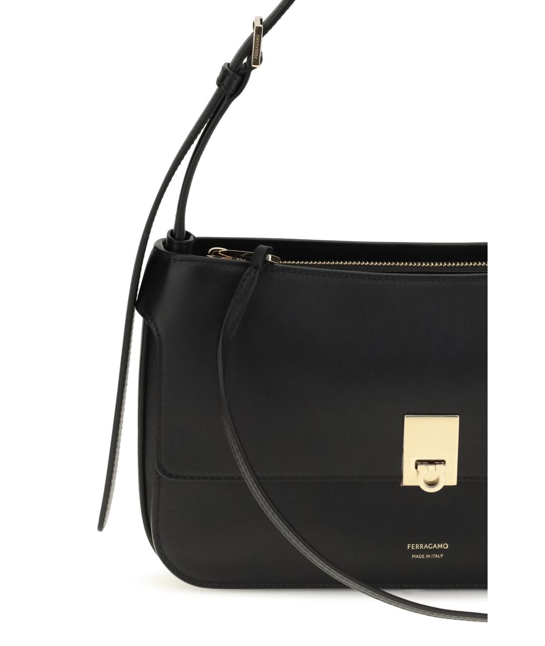 FERRAGAMO Черная кожаная сумка через плечо, фото 4