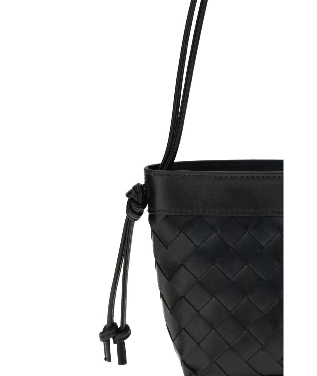 BOTTEGA VENETA Черная кожаная сумка через плечо, фото 4