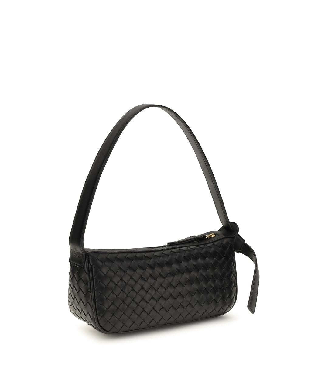 BOTTEGA VENETA Черная кожаная сумка через плечо, фото 2