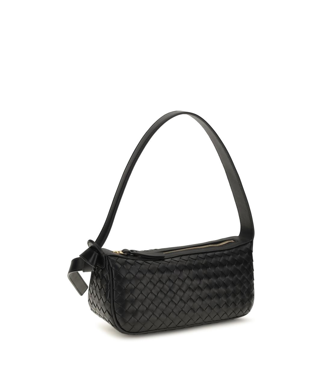 BOTTEGA VENETA Черная кожаная сумка через плечо, фото 3