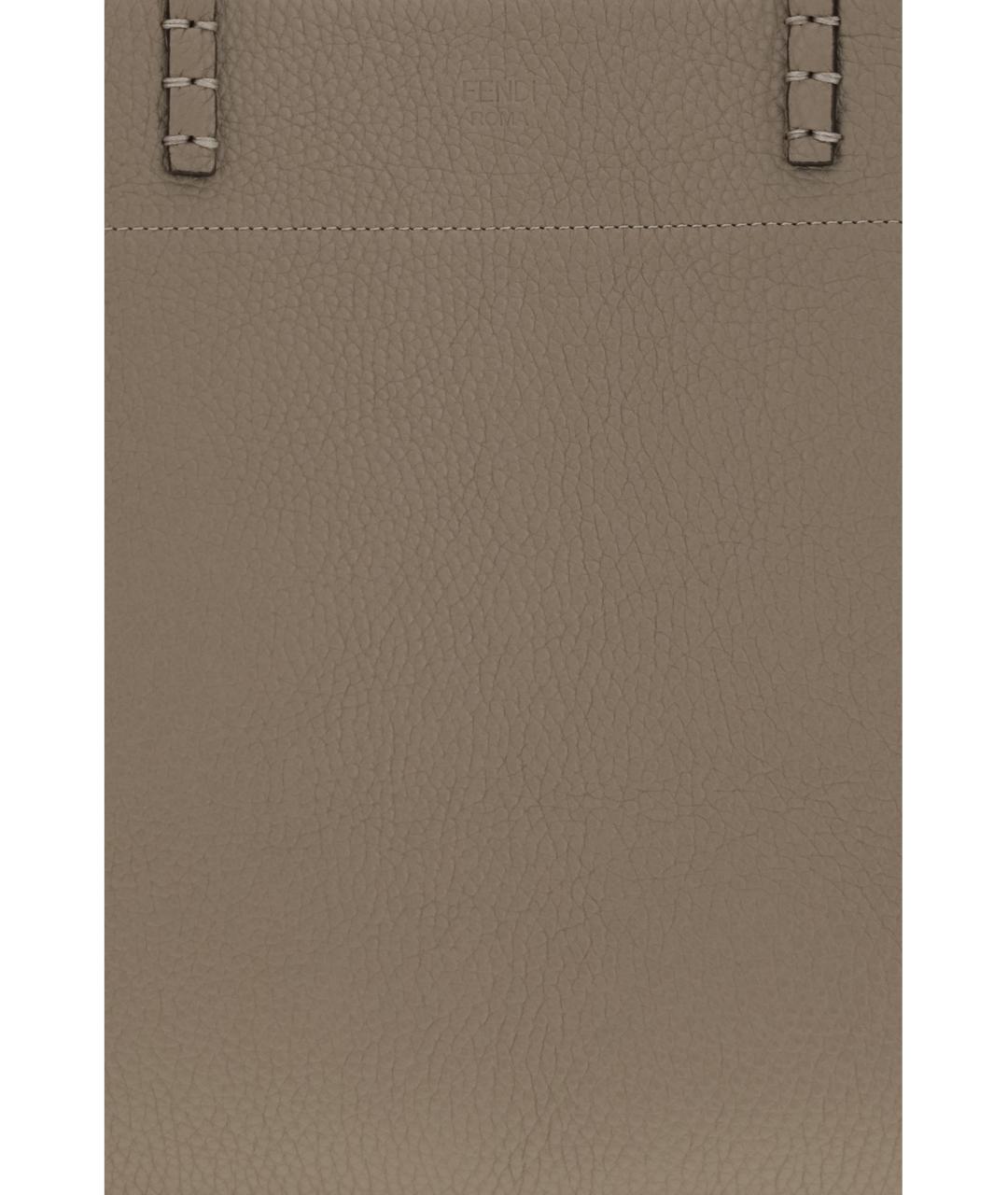 FENDI Бежевая кожаная сумка тоут, фото 4
