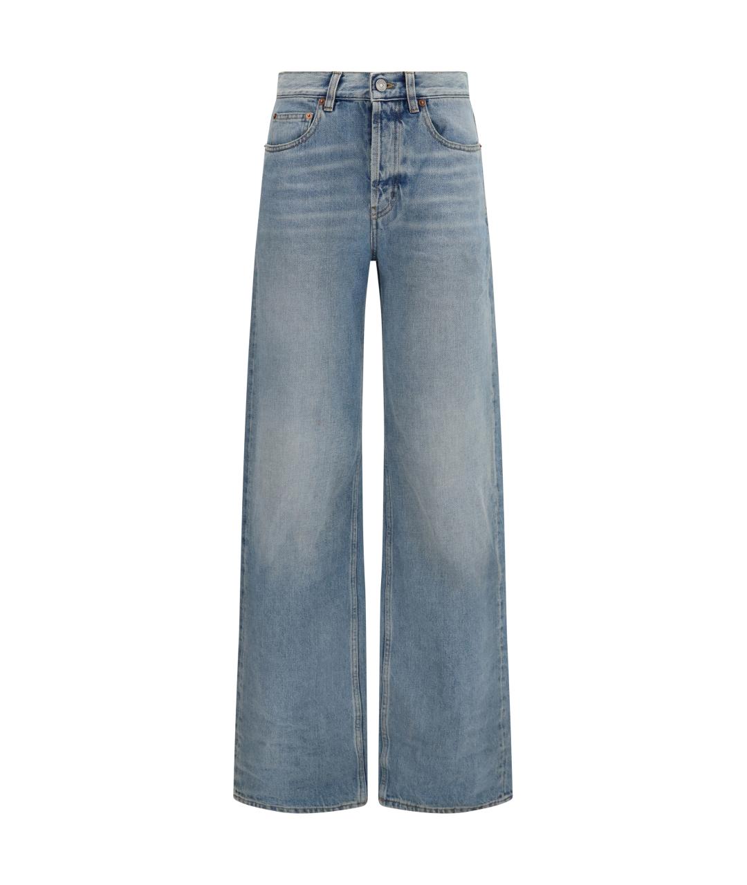 SAINT LAURENT Голубые хлопковые прямые джинсы, фото 1