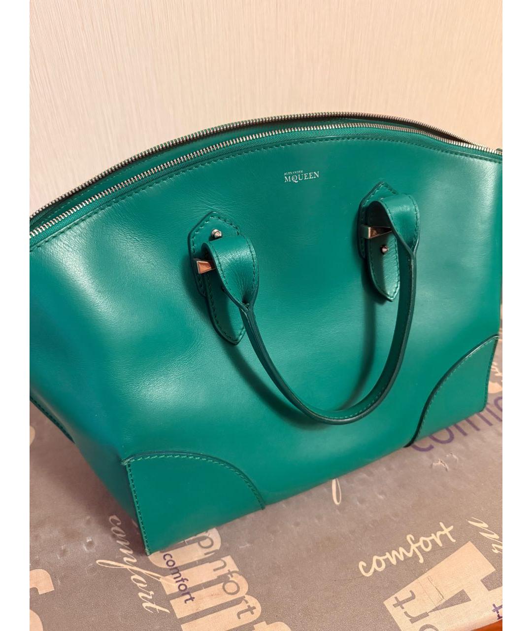 MCQ ALEXANDER MCQUEEN Зеленая кожаная сумка с короткими ручками, фото 2