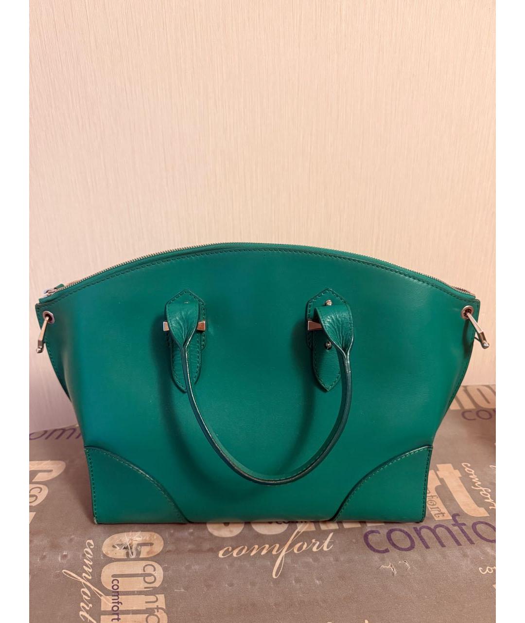 MCQ ALEXANDER MCQUEEN Зеленая кожаная сумка с короткими ручками, фото 3