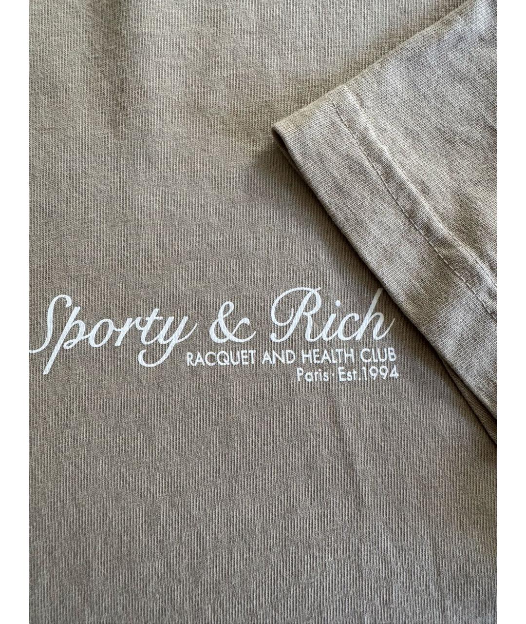 SPORTY AND RICH Бежевая хлопковая футболка, фото 4