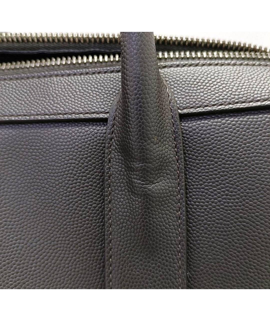 SAINT LAURENT Коричневая кожаная сумка с короткими ручками, фото 5
