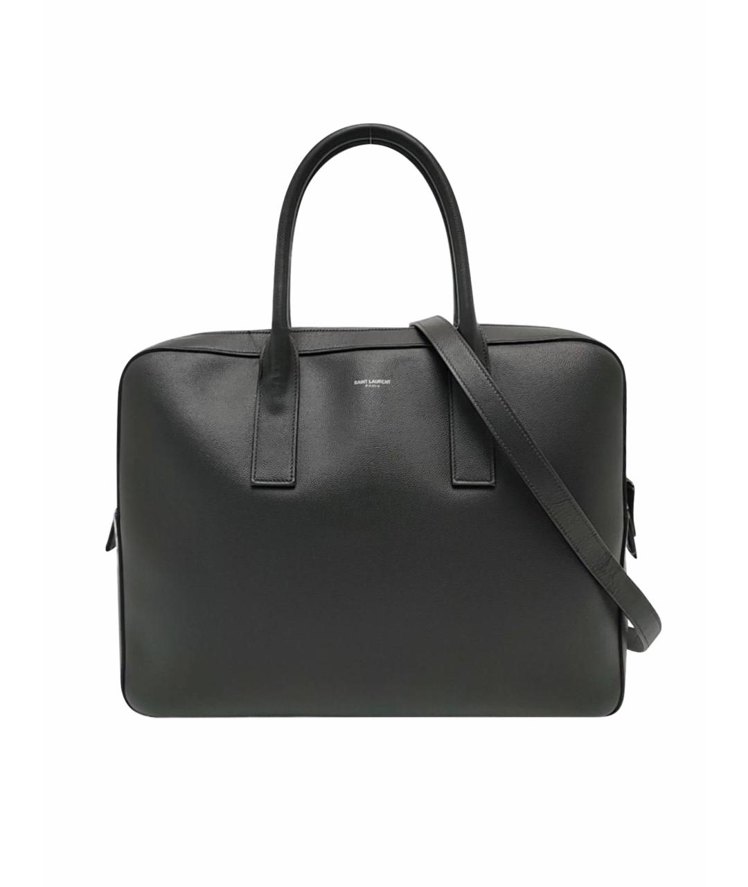 SAINT LAURENT Коричневая кожаная сумка с короткими ручками, фото 1