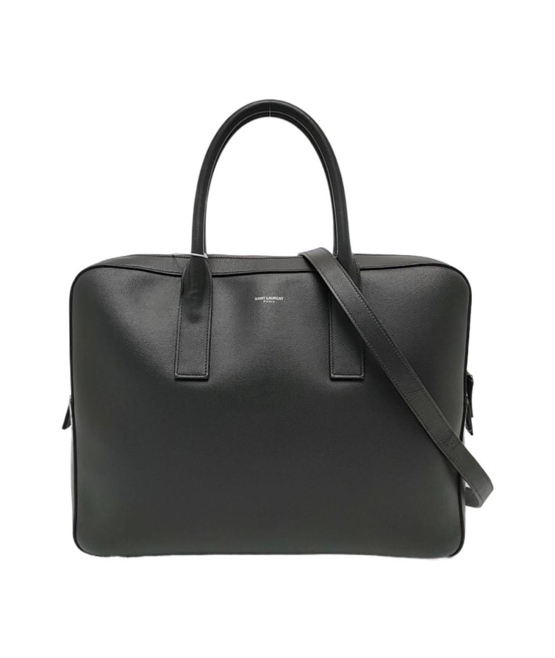 SAINT LAURENT Коричневая кожаная сумка с короткими ручками, фото 8