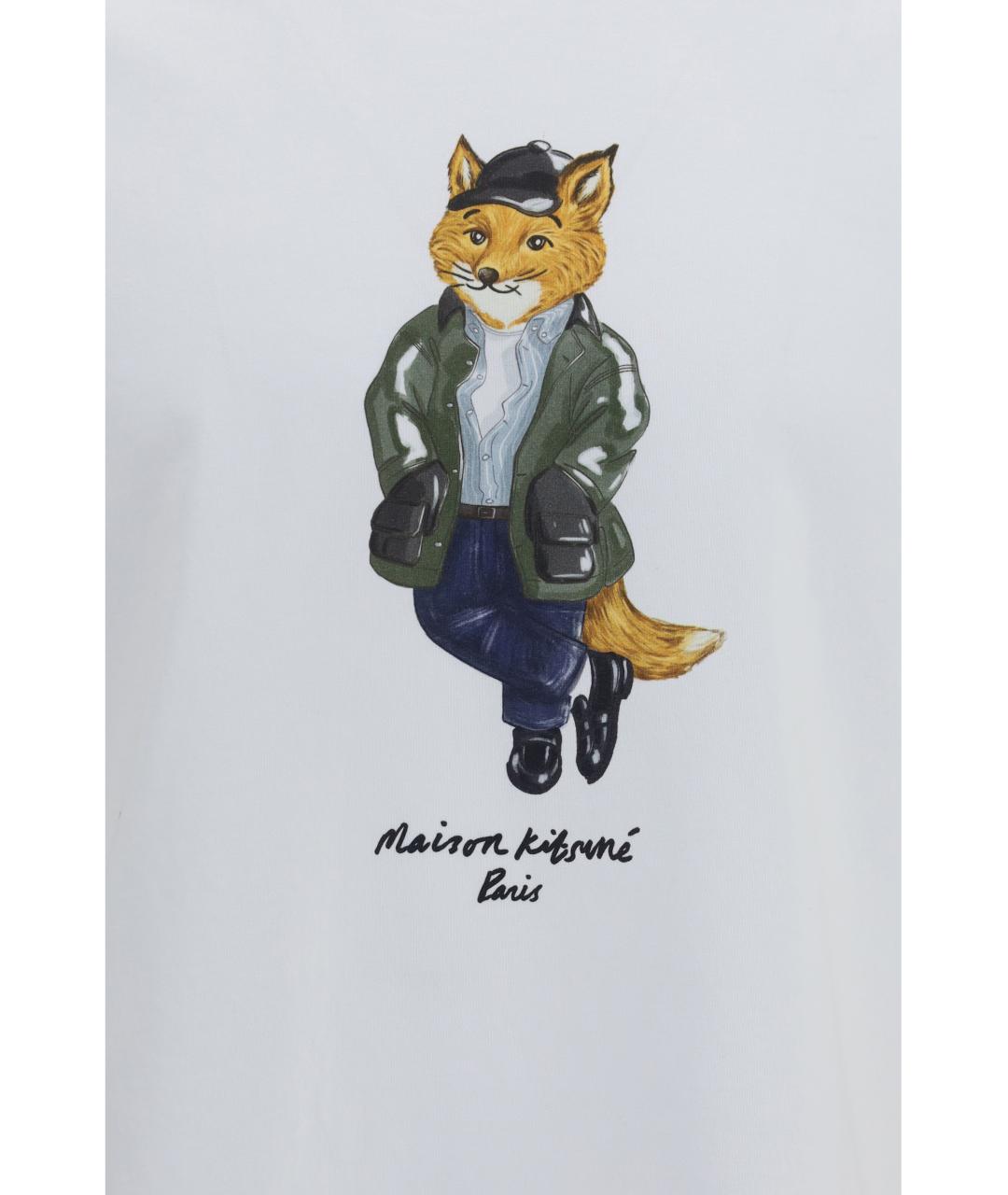 MAISON KITSUNE Белая хлопковая футболка, фото 3